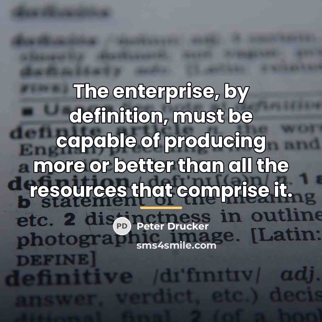 “The enterprise, by definition, must be capable of producing more…” quote by Peter Drucker
