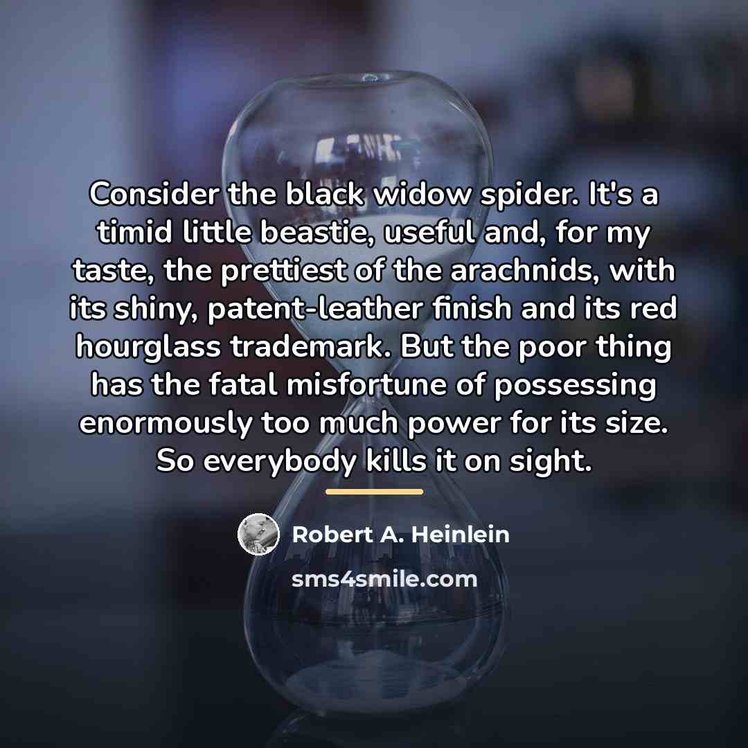 “Consider the black widow spider. It's a timid little beastie,…” quote by Robert A. Heinlein