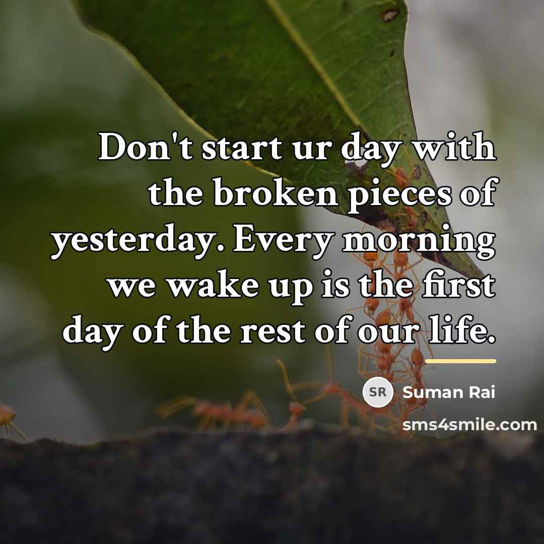 “Don't start ur day with the broken pieces of yesterday.…” quote by Suman Rai