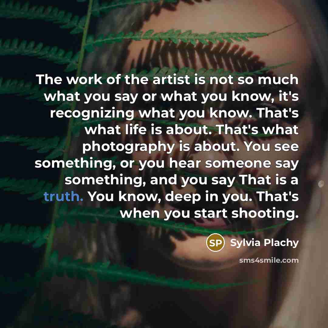 “The work of the artist is not so much what…” quote by Sylvia Plachy