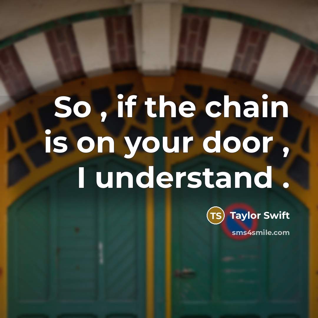 “So , if the chain is on your door , I understand .” quote by Taylor Swift