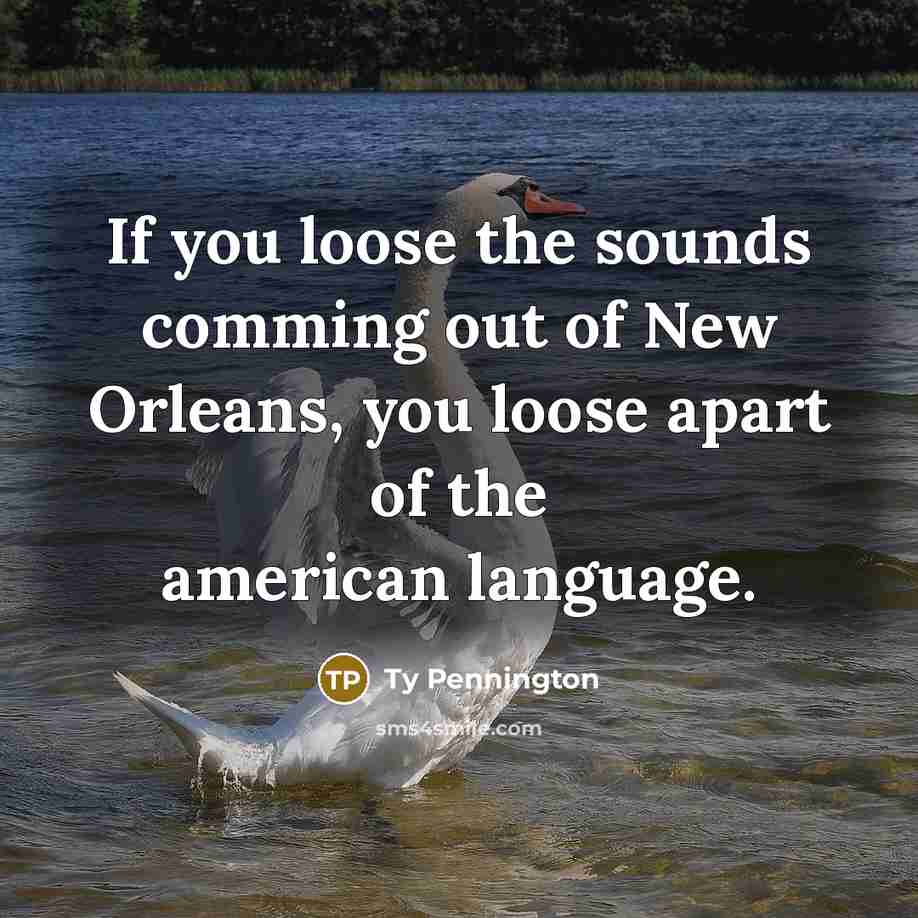 “If you loose the sounds comming out of New Orleans,…” quote by Ty Pennington