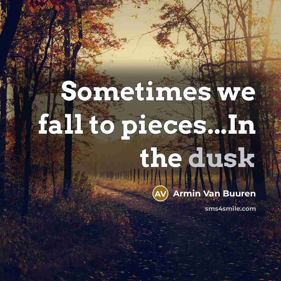 “Sometimes we fall to pieces...In the dusk…” quote by Armin Van Buuren