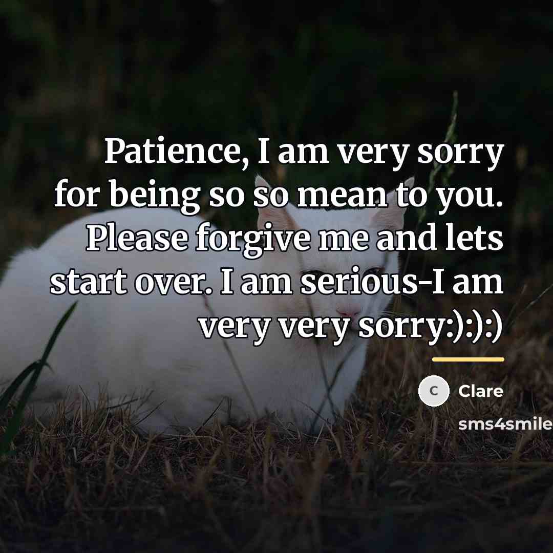 “Patience, I am very sorry for being so so mean…” quote by Clare