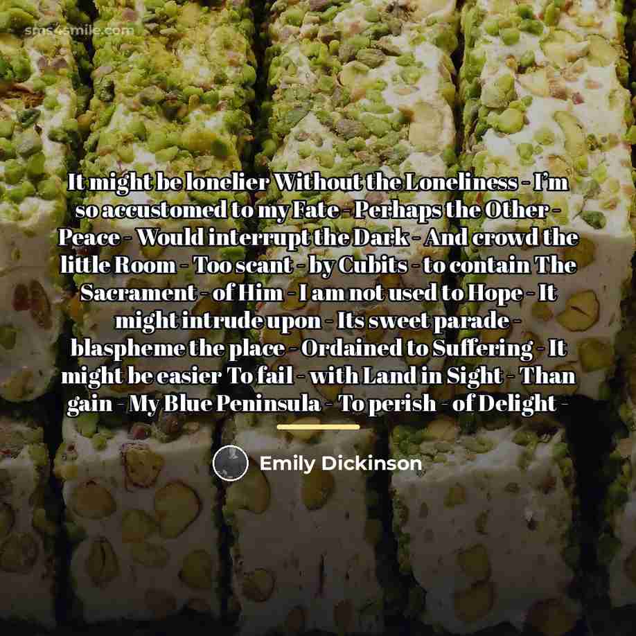 “It might be lonelier Without the Loneliness - I’m so…” quote by Emily Dickinson