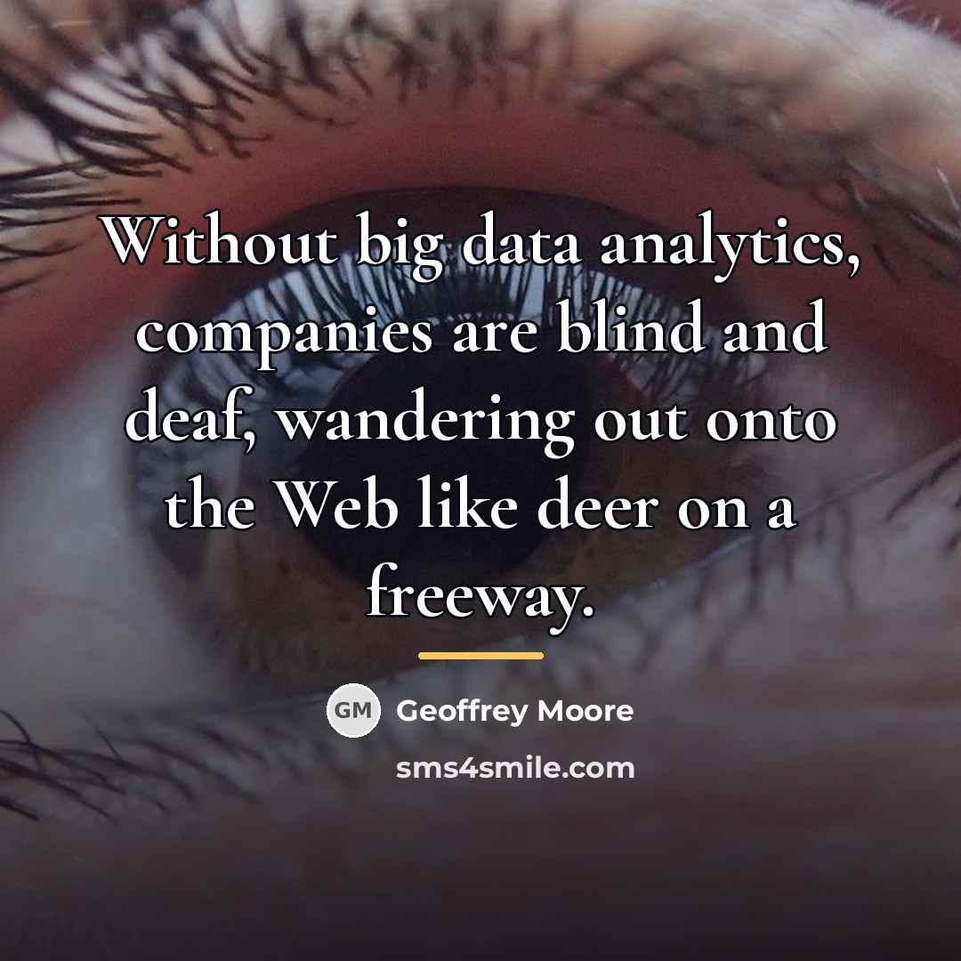 “Without big data analytics, companies are blind and deaf, wandering…” quote by Geoffrey Moore
