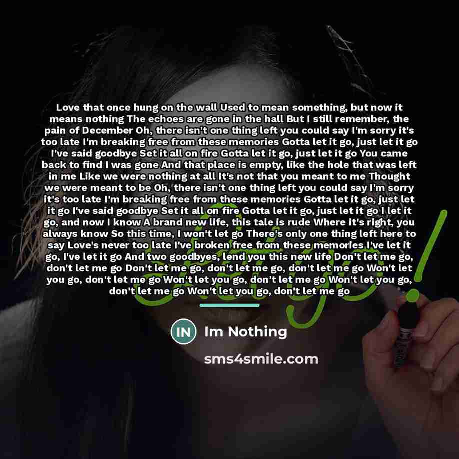 “Love that once hung on the wall Used to mean…” quote by Im Nothing