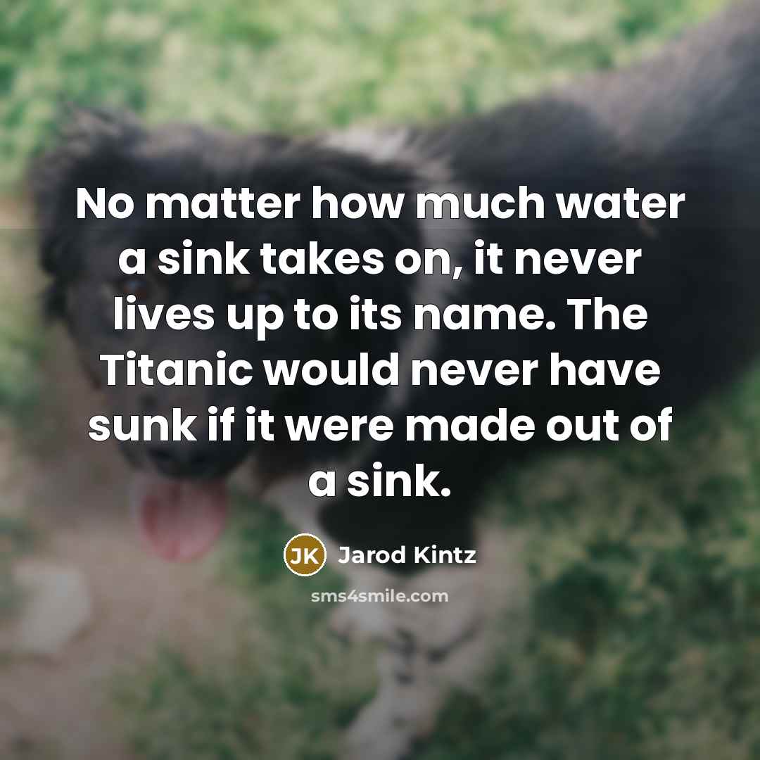 “No matter how much water a sink takes on, it…” quote by Jarod Kintz