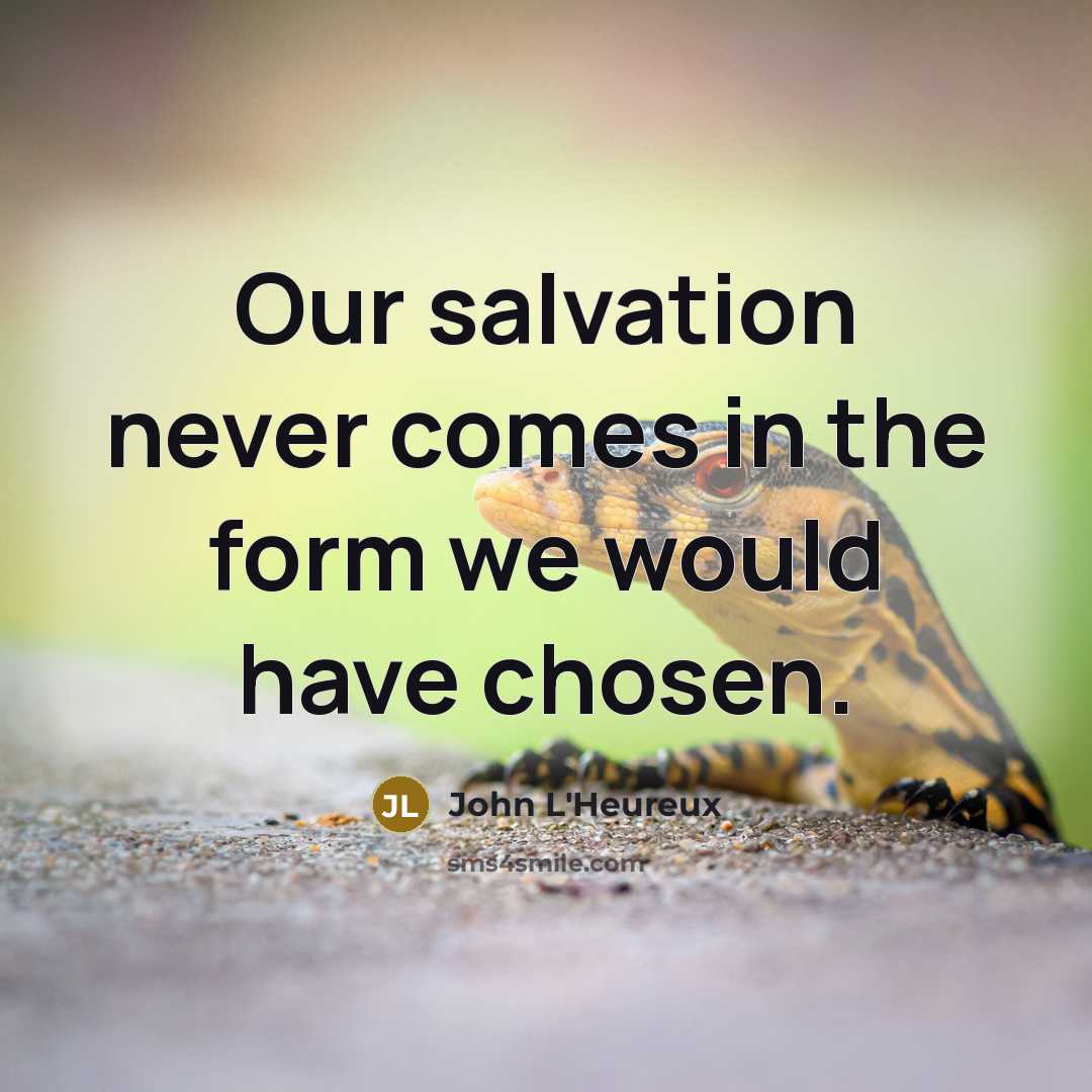 “Our salvation never comes in the form we would have…” quote by John L'Heureux