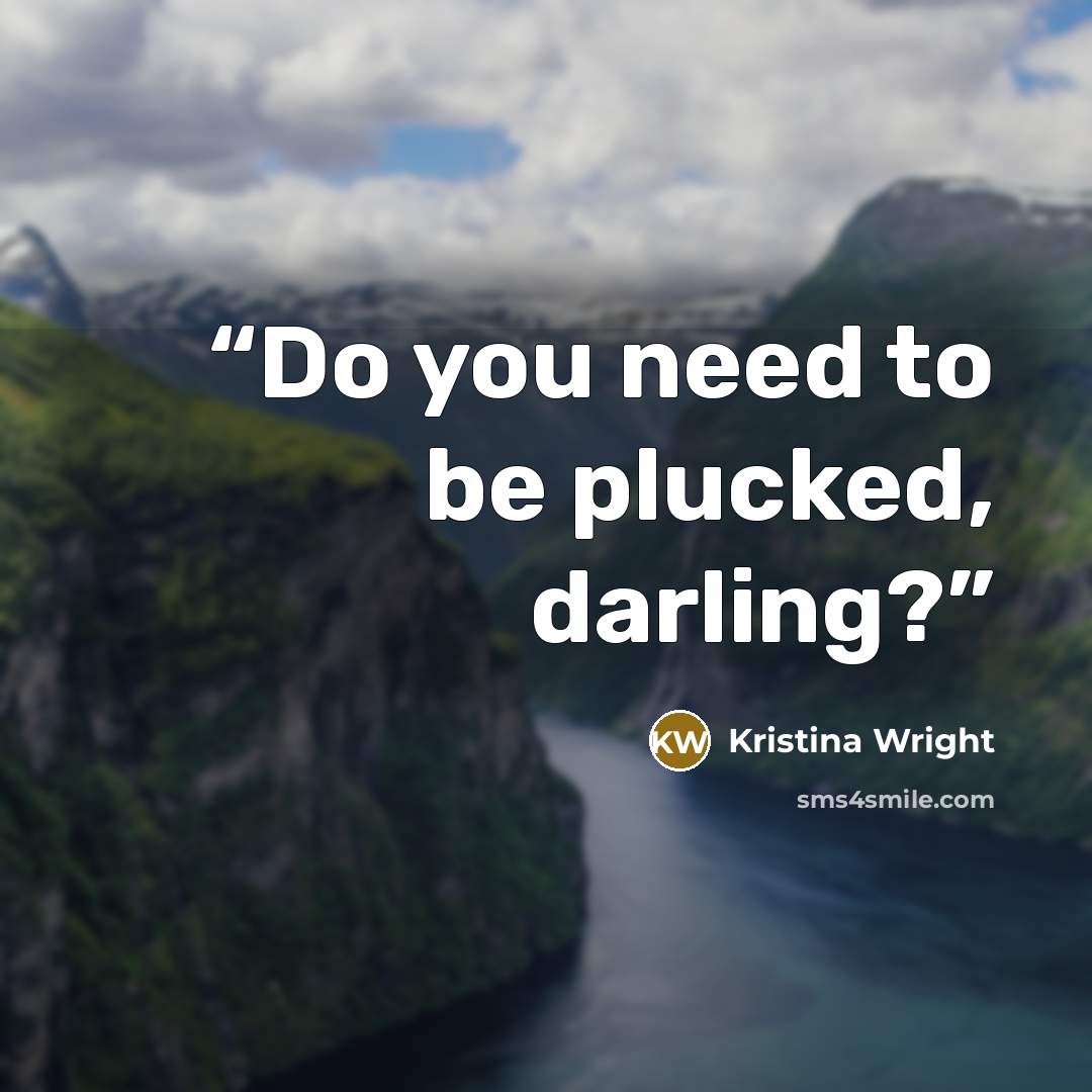 “Do you need to be plucked, darling?” quote by Kristina Wright