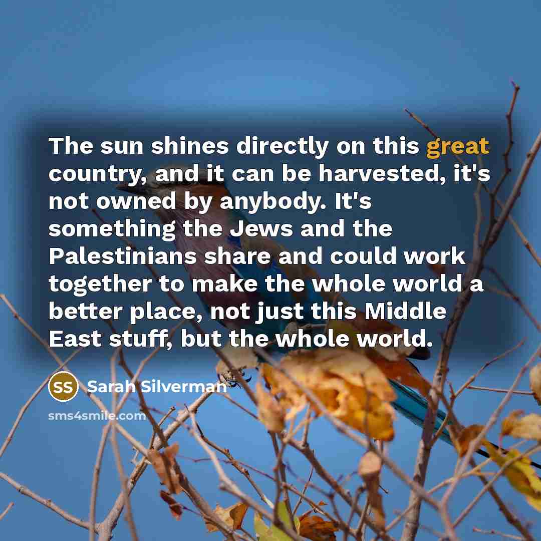 “The sun shines directly on this great country, and it…” quote by Sarah Silverman