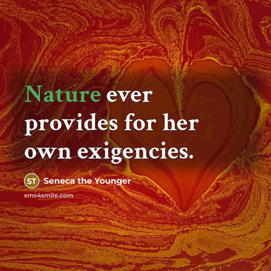 “Nature ever provides for her own exigencies.…” quote by Seneca the Younger