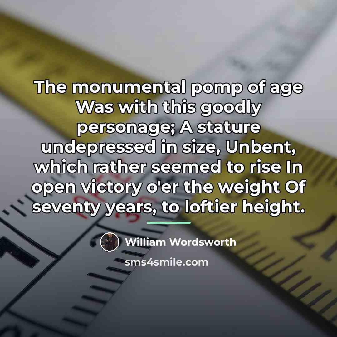 “The monumental pomp of age Was with this goodly personage;…” quote by William Wordsworth