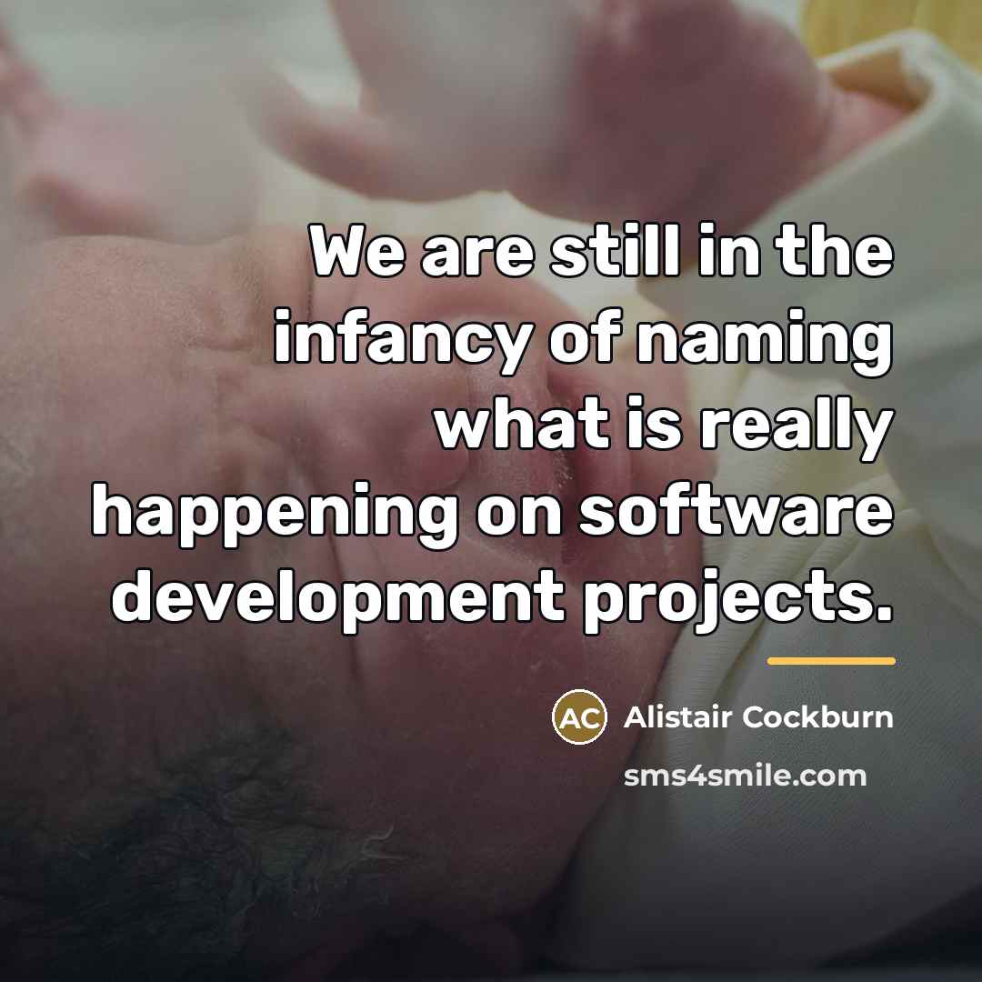 “We are still in the infancy of naming what is…” quote by Alistair Cockburn