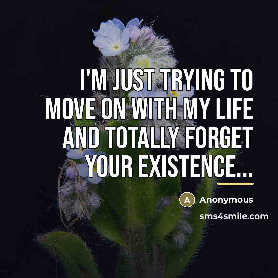 “I'm just trying to move on with my life and…” quote by Anonymous