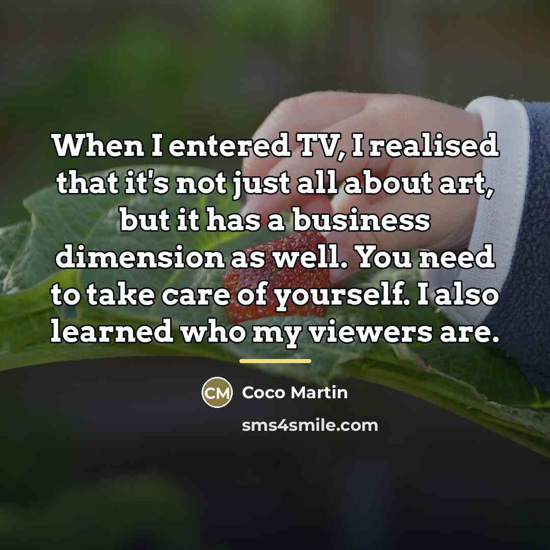 “When I entered TV, I realised that it's not just…” quote by Coco Martin