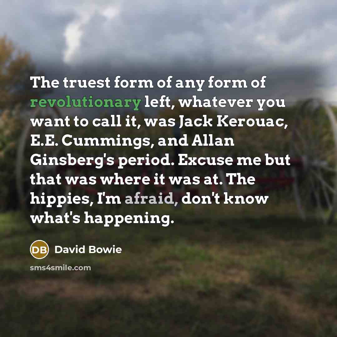 “The truest form of any form of revolutionary left, whatever…” quote by David Bowie