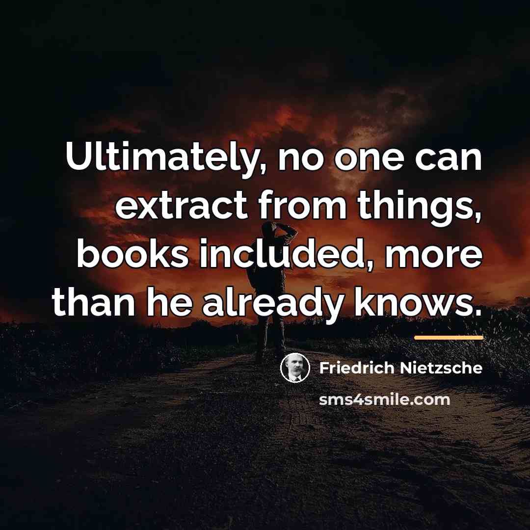 “Ultimately, no one can extract from things, books included, more…” quote by Friedrich Nietzsche