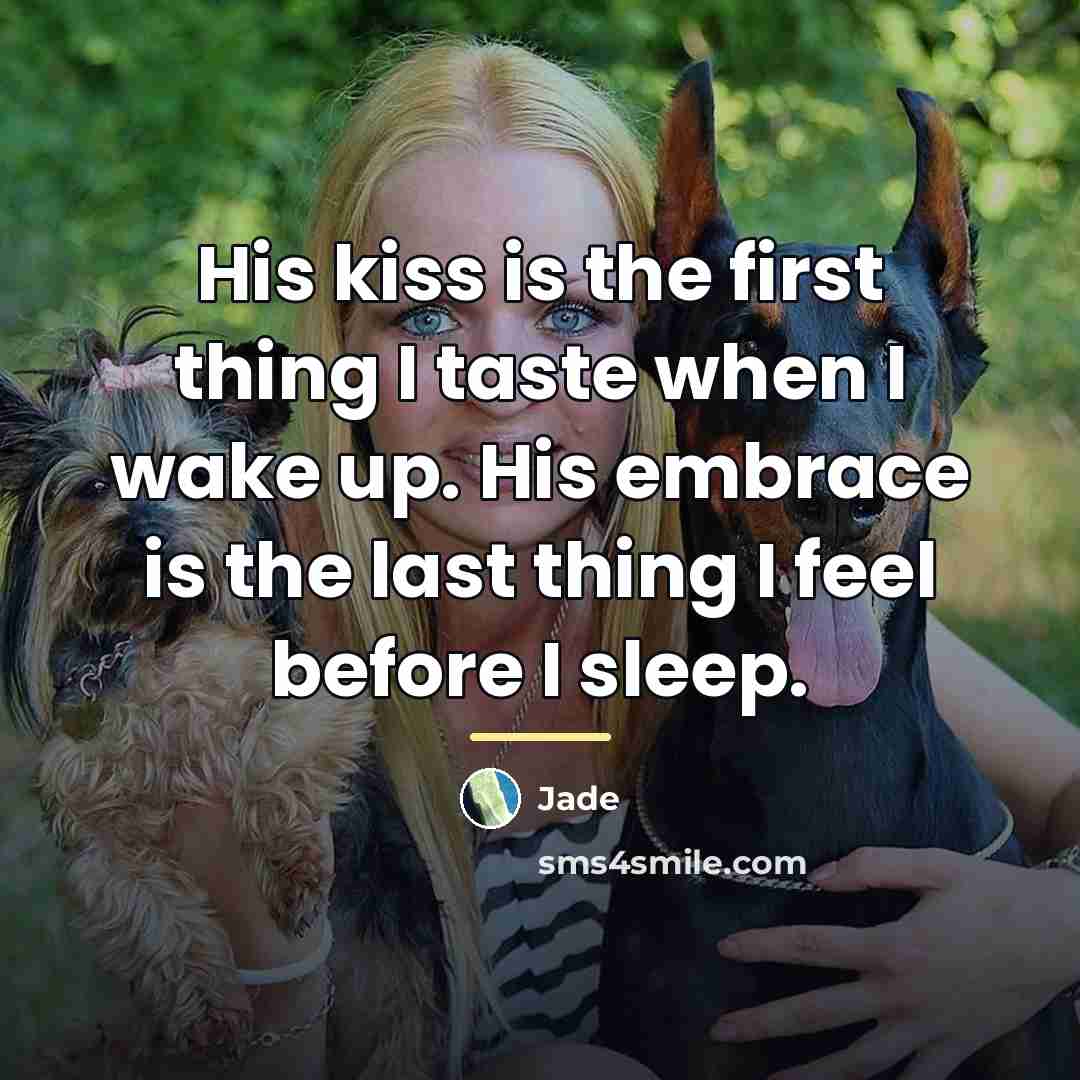 “His kiss is the first thing I taste when I…” quote by Jade