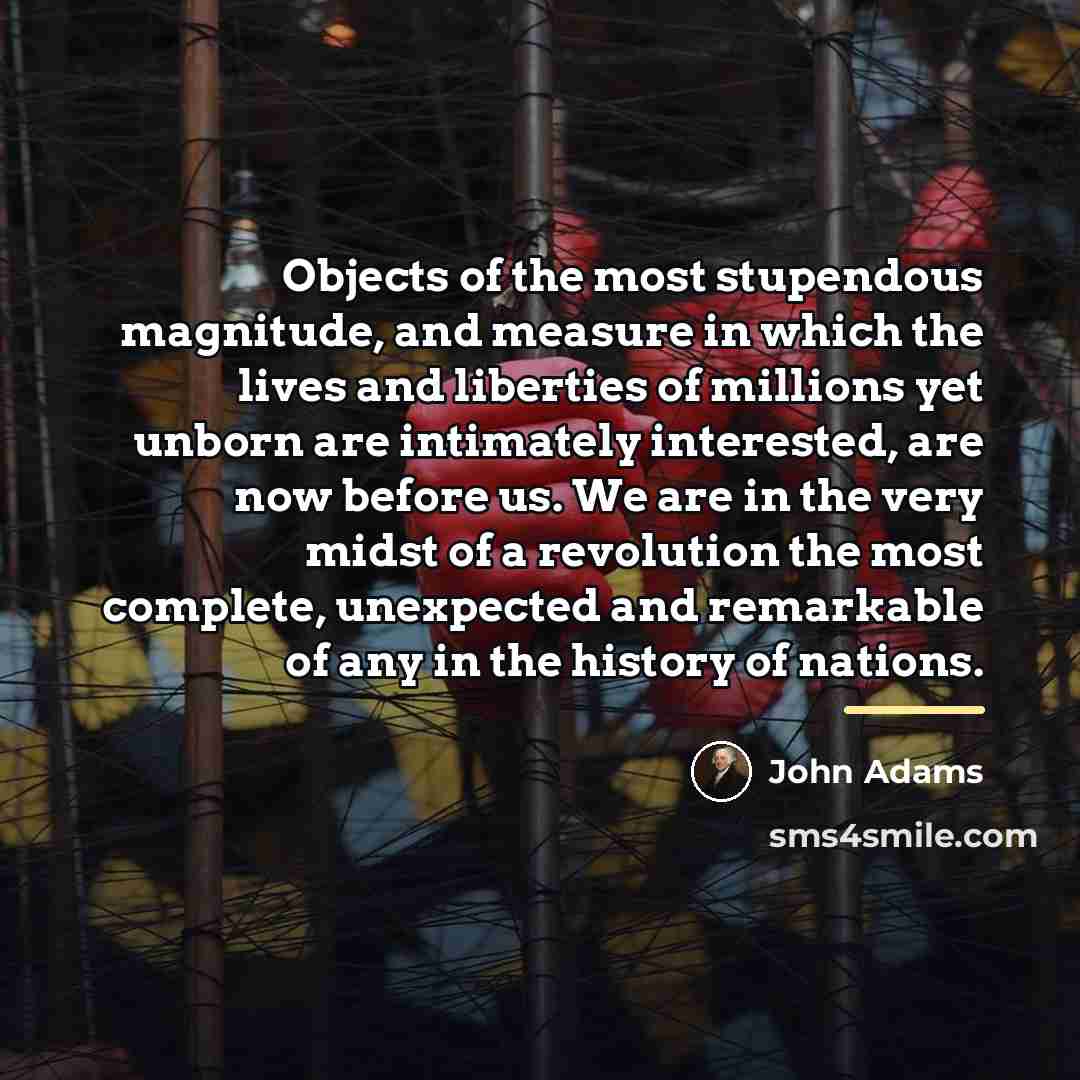 “Objects of the most stupendous magnitude, and measure in which…” quote by John Adams