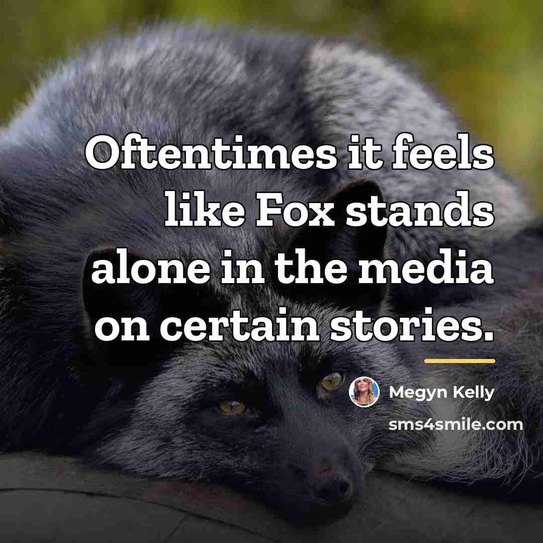 “Oftentimes it feels like Fox stands alone in the media…” quote by Megyn Kelly