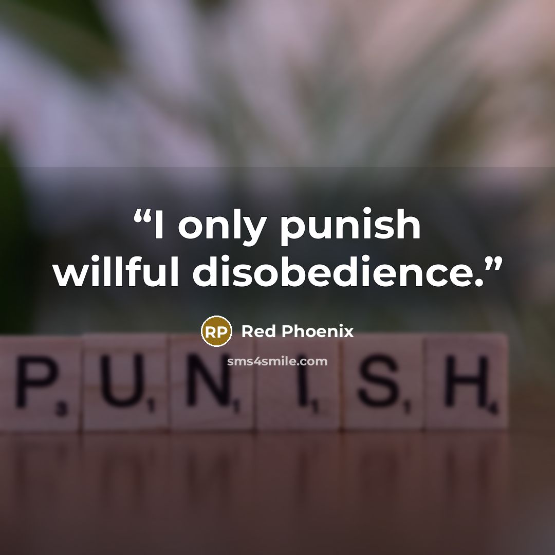 “I only punish willful disobedience.” quote by Red Phoenix