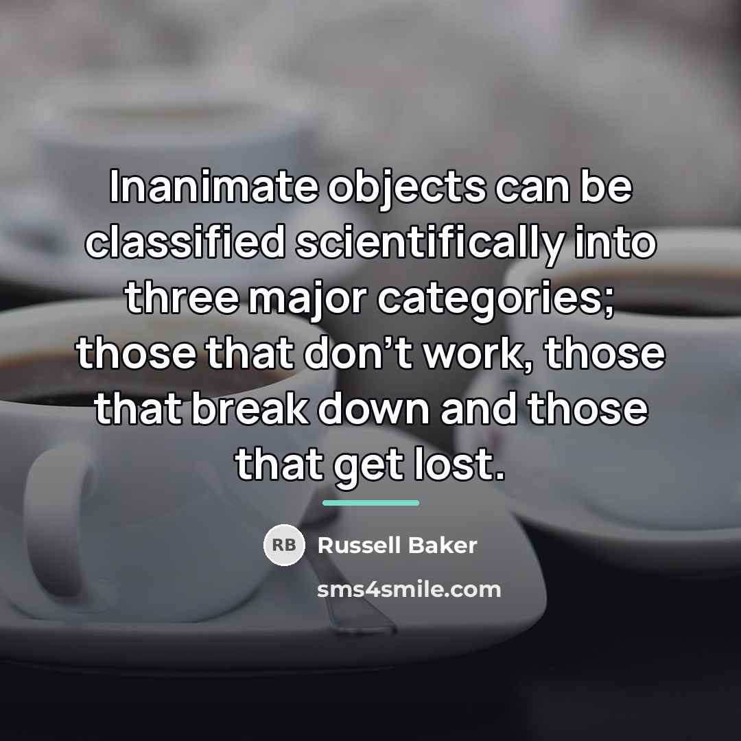 “Inanimate objects can be classified scientifically into three major categories;…” quote by Russell Baker