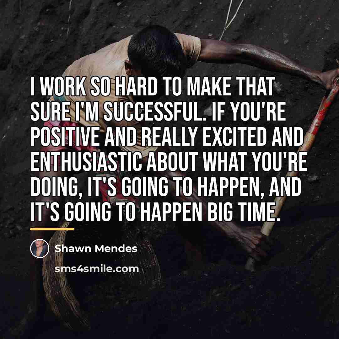 “I work so hard to make that sure I'm successful.…” quote by Shawn Mendes