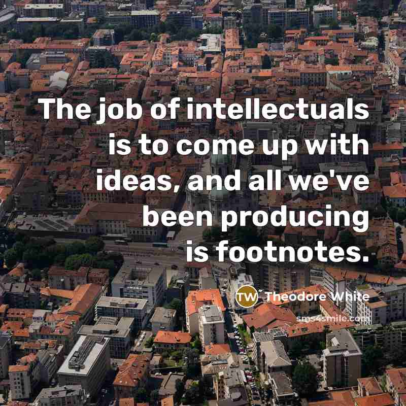 “The job of intellectuals is to come up with ideas,…” quote by Theodore White