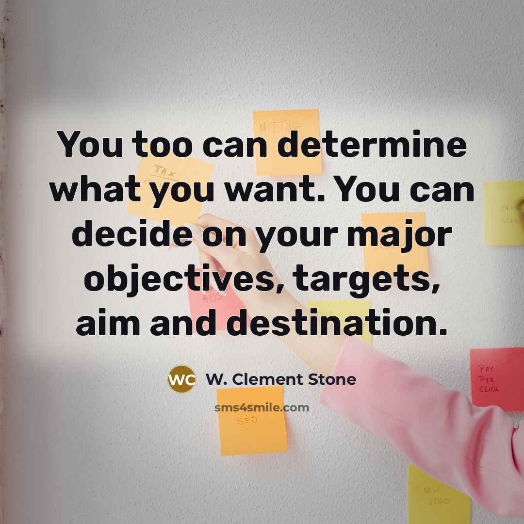 “You too can determine what you want. You can decide…” quote by W. Clement Stone