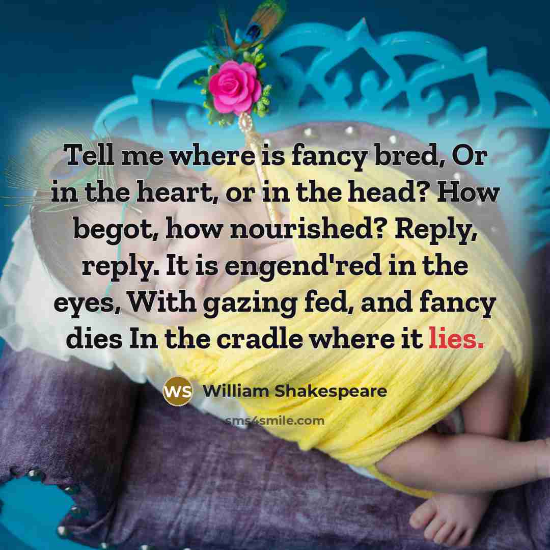 “Tell me where is fancy bred, Or in the heart,…” quote by William Shakespeare