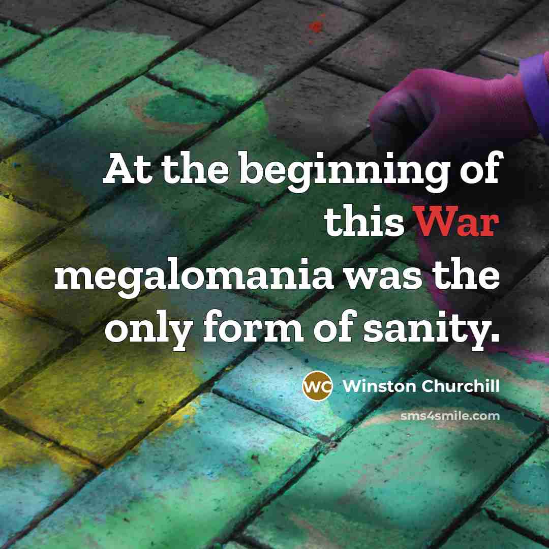 “At the beginning of this War megalomania was the only…” quote by Winston Churchill