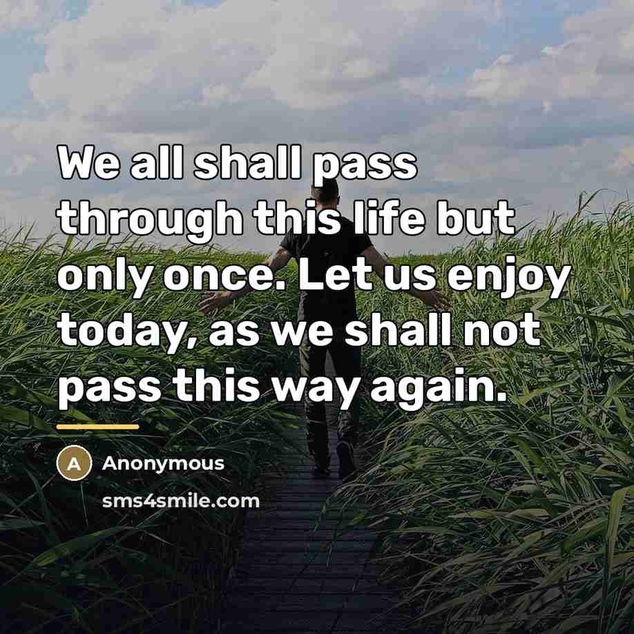 “We all shall pass through this life but only once.…” quote by Anonymous