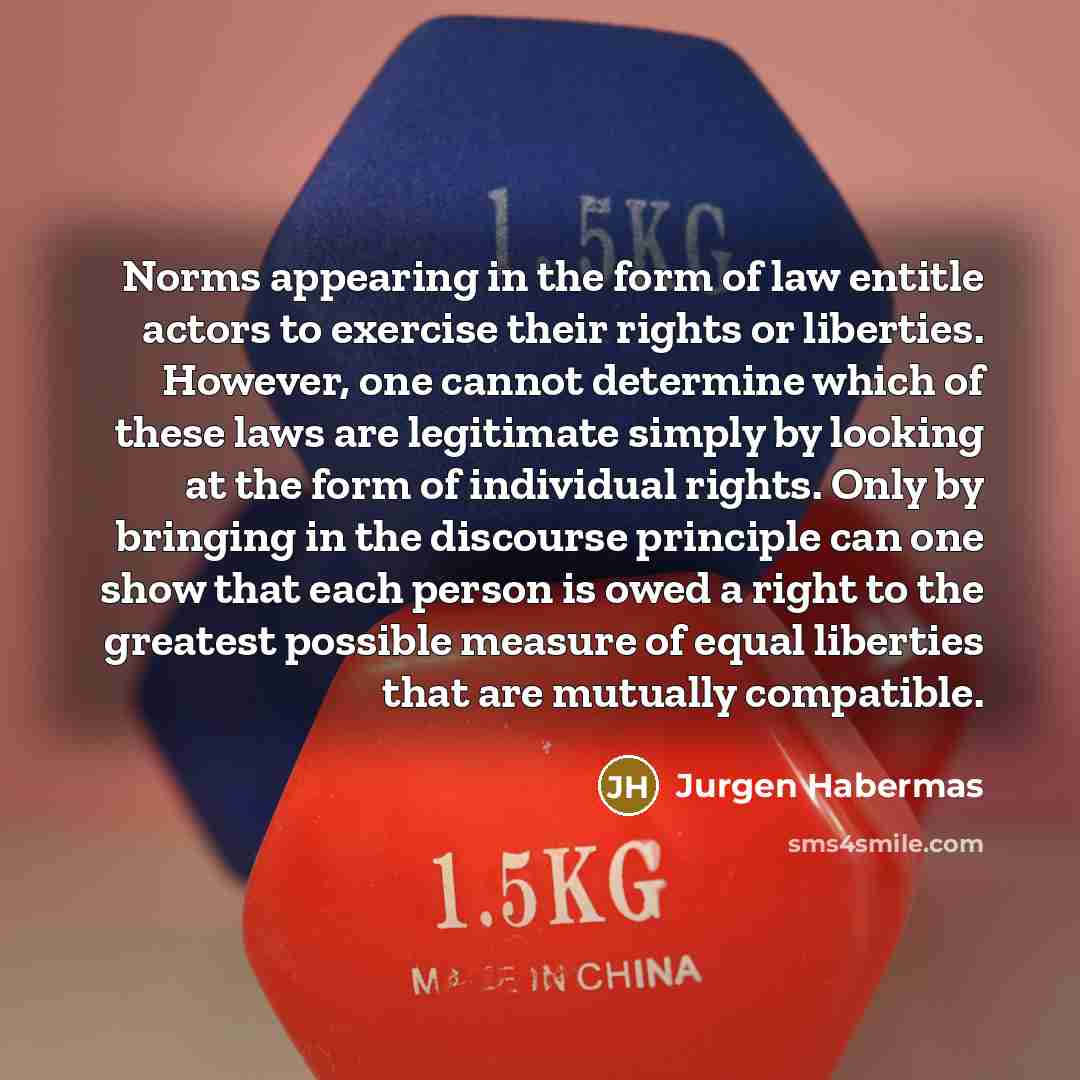 “Norms appearing in the form of law entitle actors to…” quote by Jurgen Habermas