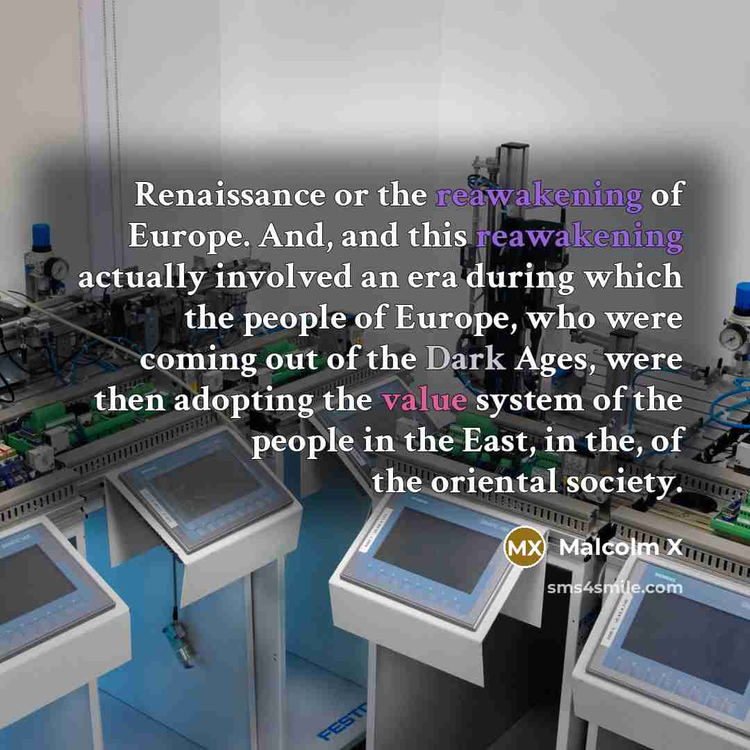 “Renaissance or the reawakening of Europe. And, and this reawakening…” quote by Malcolm X