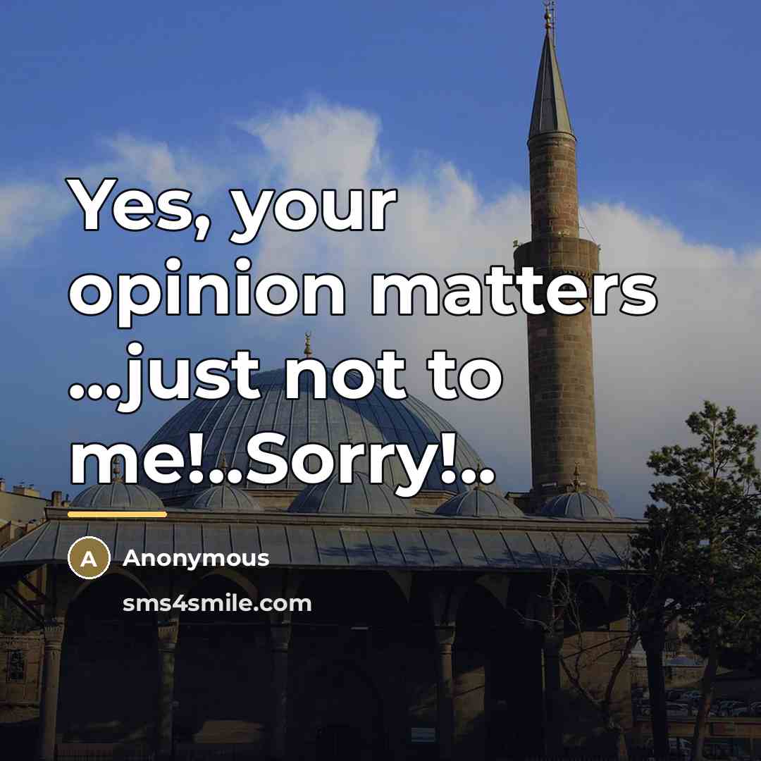 “Yes, your opinion matters ...just not to me!..Sorry!..…” quote by Anonymous