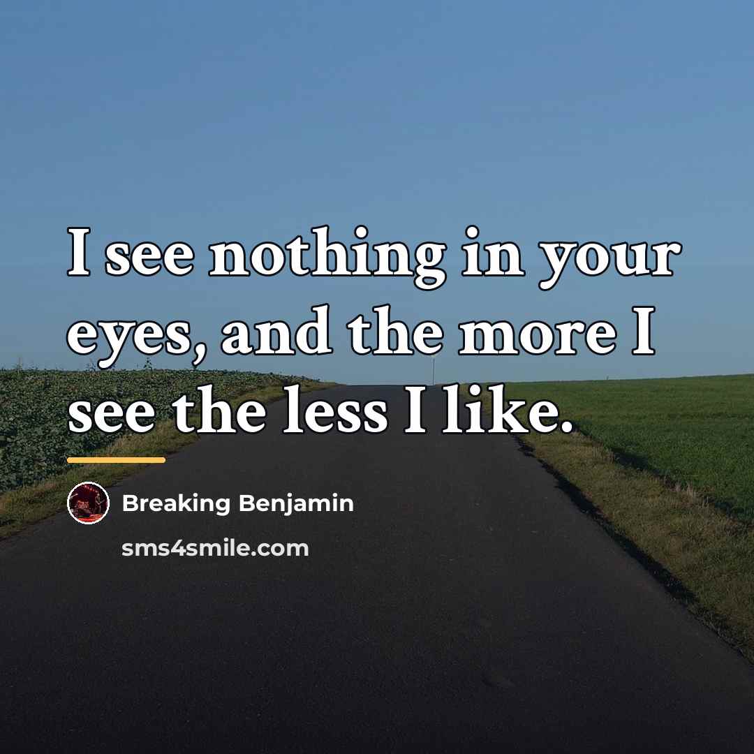 “I see nothing in your eyes, and the more I…” quote by Breaking Benjamin