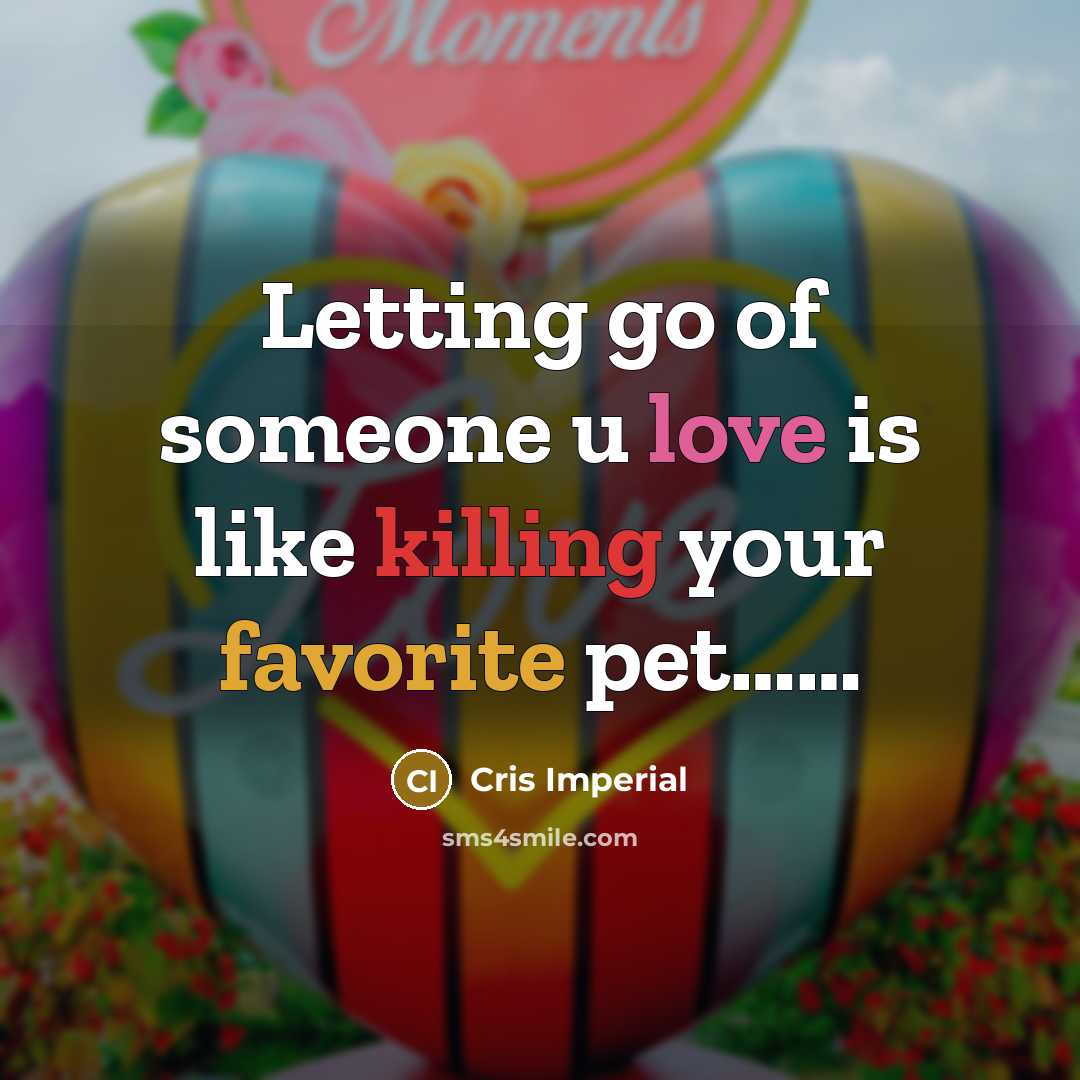 “Letting go of someone u love is like killing your favorite pet……” quote by Cris Imperial