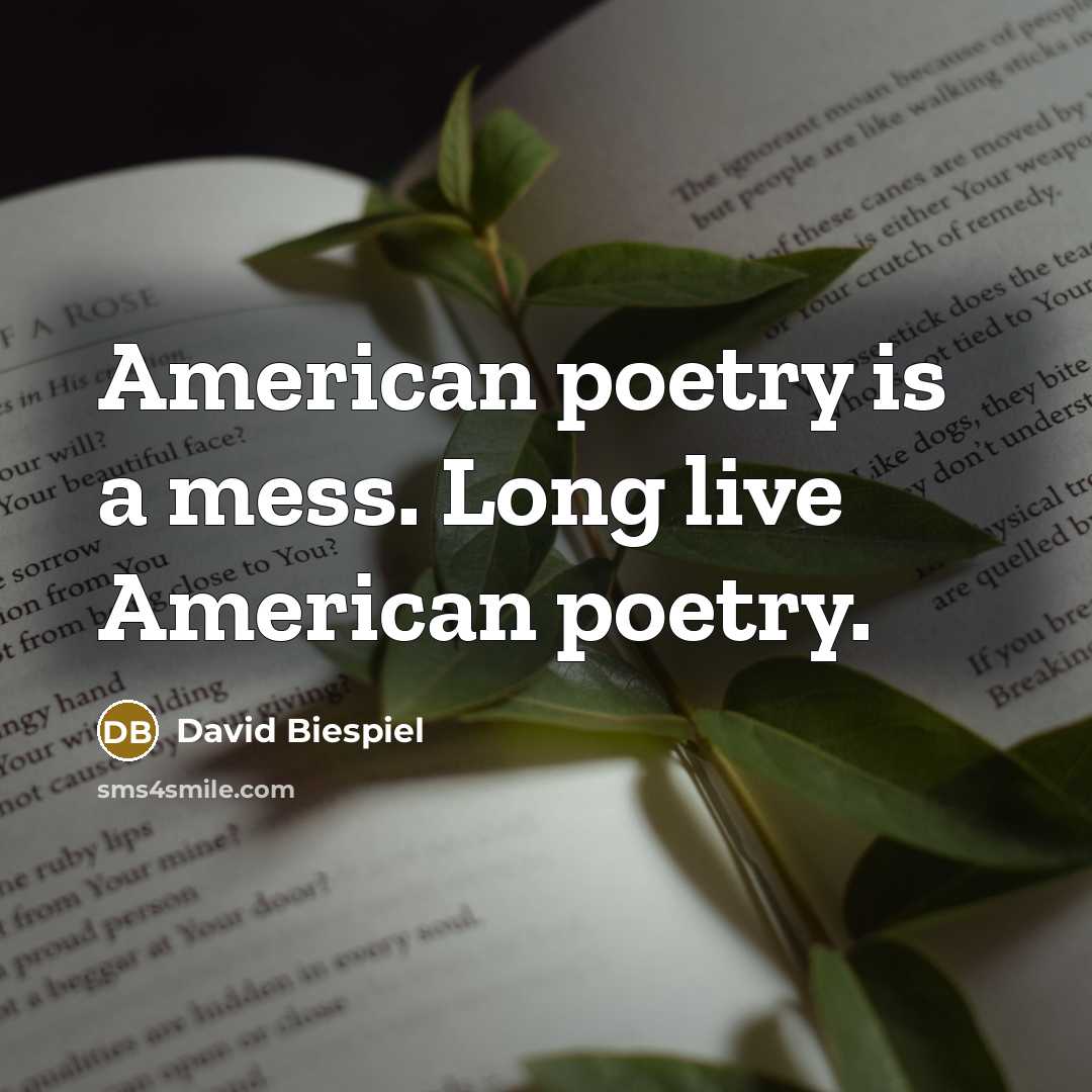 “American poetry is a mess. Long live American poetry.” quote by David Biespiel