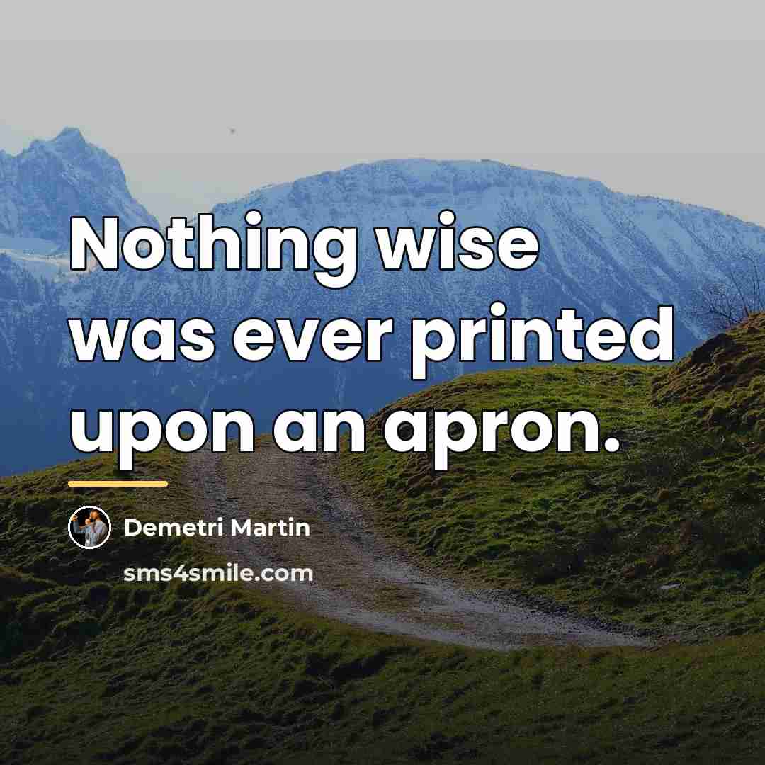“Nothing wise was ever printed upon an apron.…” quote by Demetri Martin