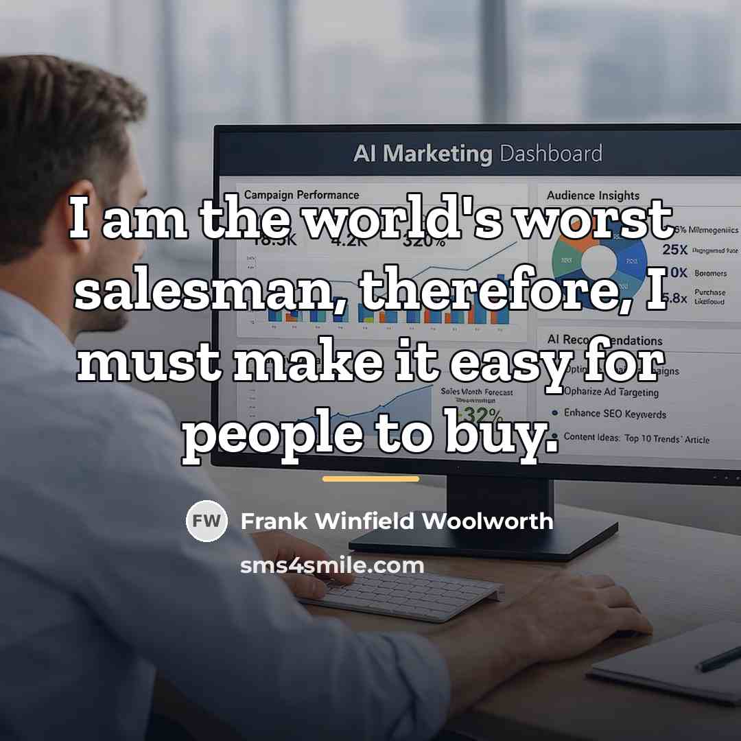 “I am the world's worst salesman, therefore, I must make…” quote by Frank Winfield Woolworth