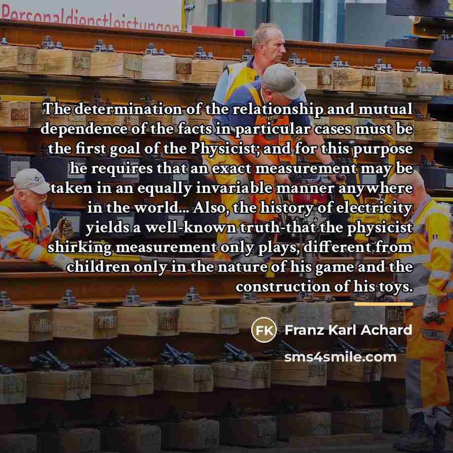 “The determination of the relationship and mutual dependence of the…” quote by Franz Karl Achard