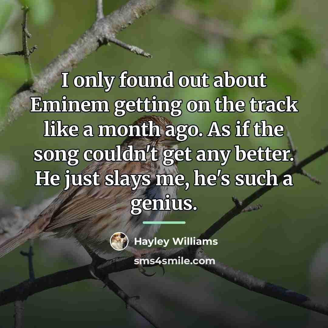 “I only found out about Eminem getting on the track…” quote by Hayley Williams