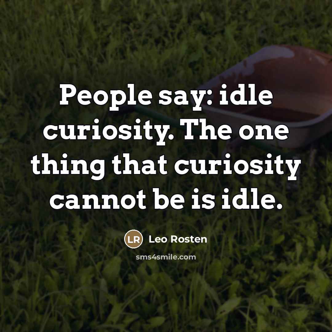 “People say: idle curiosity. The one thing that curiosity cannot…” quote by Leo Rosten