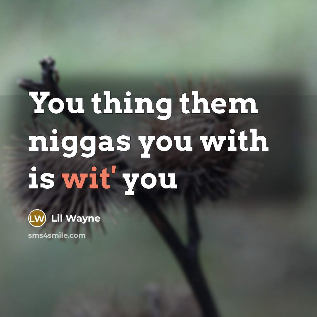 “You thing them niggas you with is wit' you” quote by Lil Wayne