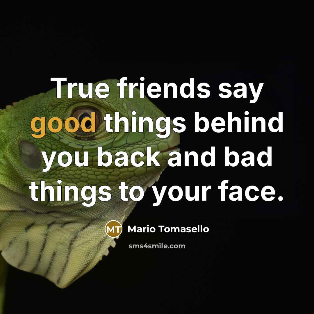 “True friends say good things behind you back and bad…” quote by Mario Tomasello