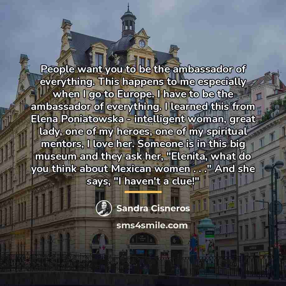“People want you to be the ambassador of everything. This…” quote by Sandra Cisneros