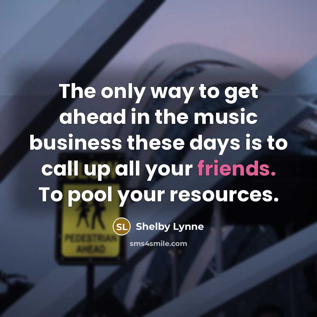 “The only way to get ahead in the music business these days is to call up all your friends. To pool your resources.” quote by Shelby Lynne