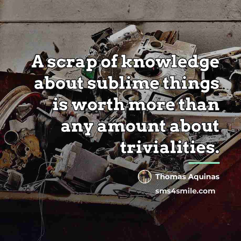 “A scrap of knowledge about sublime things is worth more…” quote by Thomas Aquinas