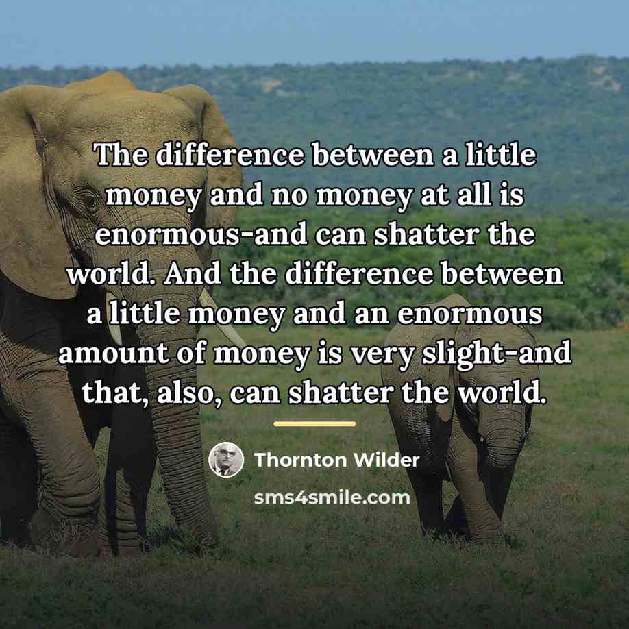 “The difference between a little money and no money at…” quote by Thornton Wilder